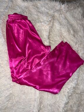 Fuchsia Satin Jogger Pants